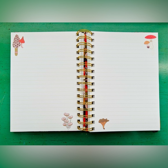 New Jumbo Mushroom Print Gold Spiral Journal Notebook - Picture 5 of 9
